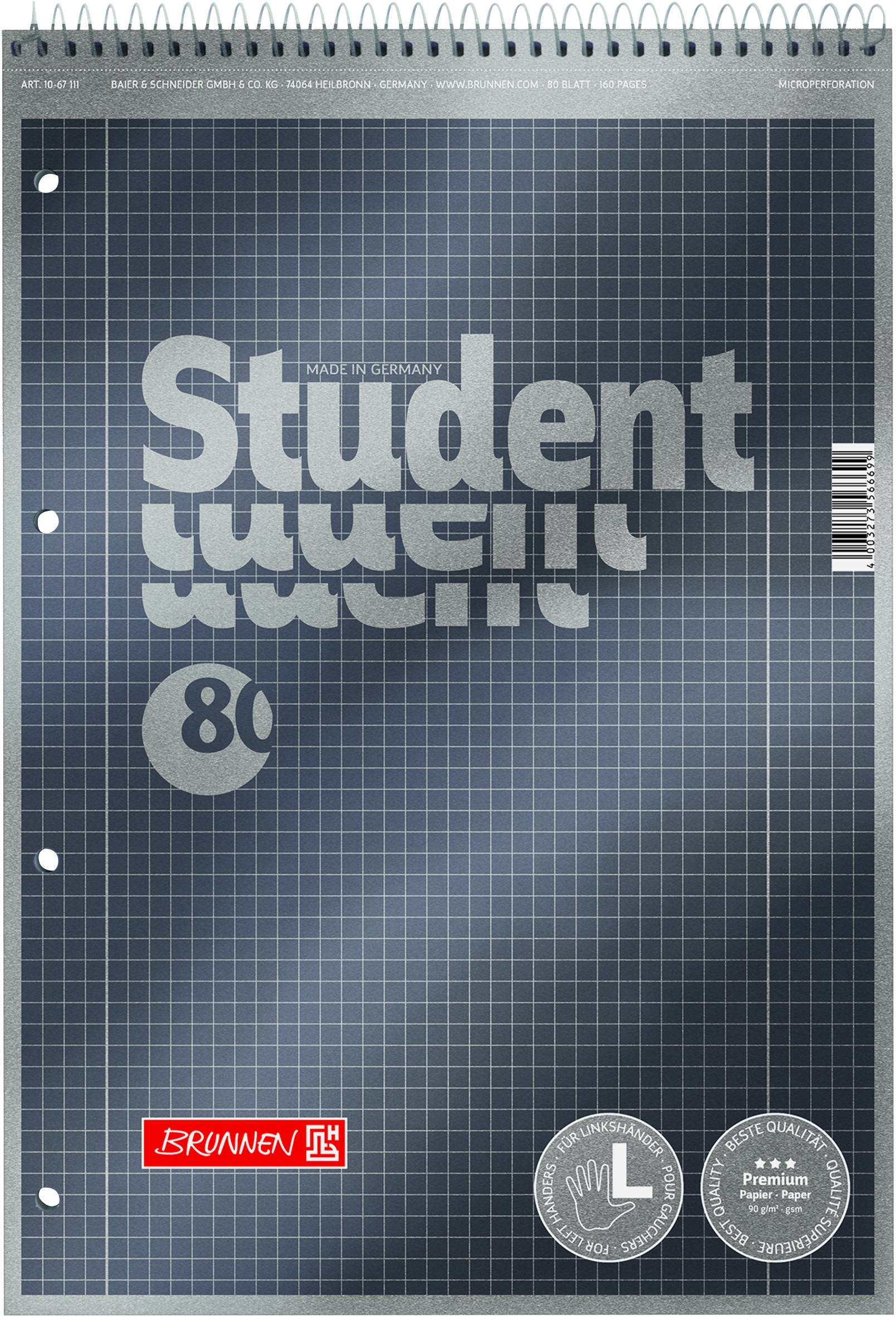 Brunnen Collegeblock A4 Spirale oben Lin.28