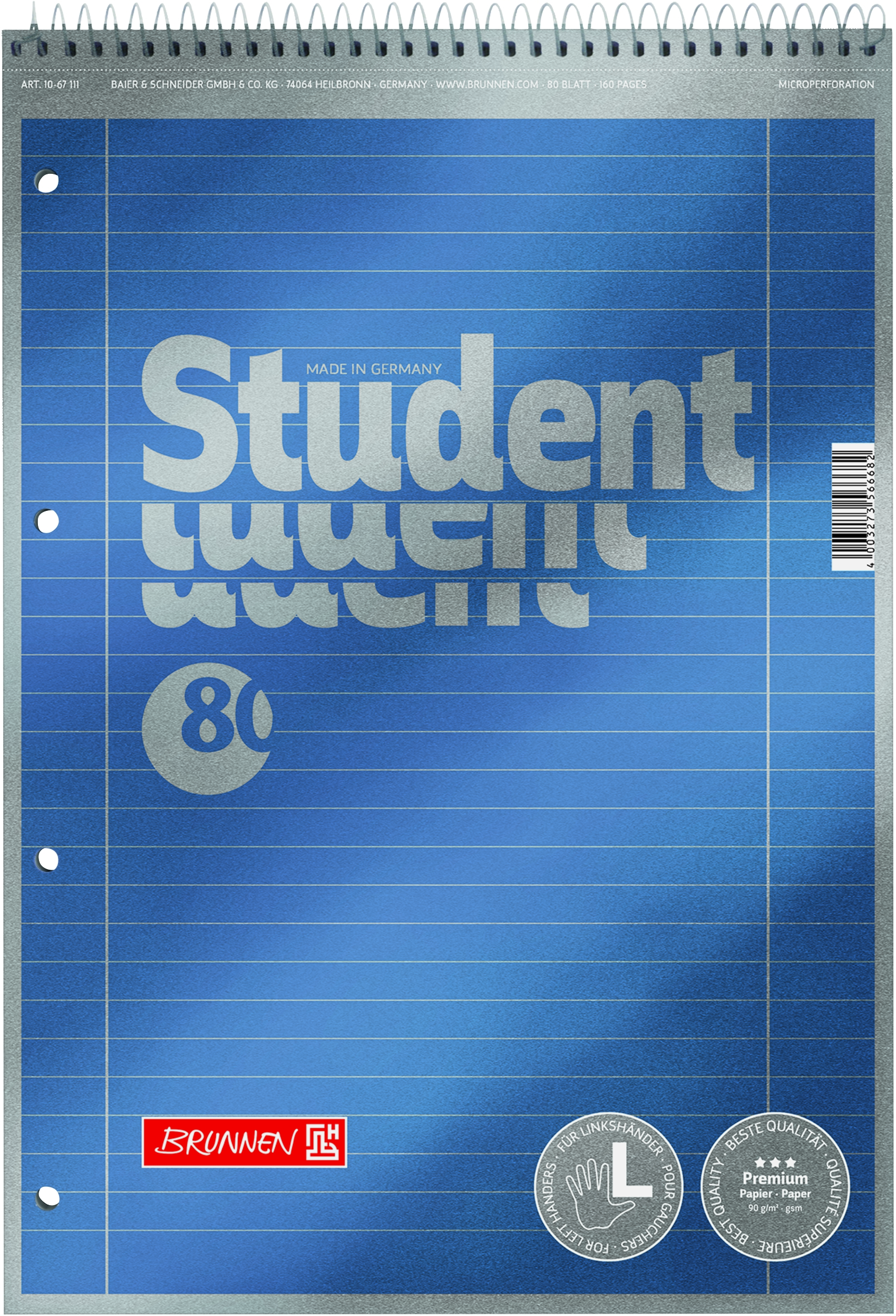 Brunnen Collegeblock A4 Spirale oben Lin.27