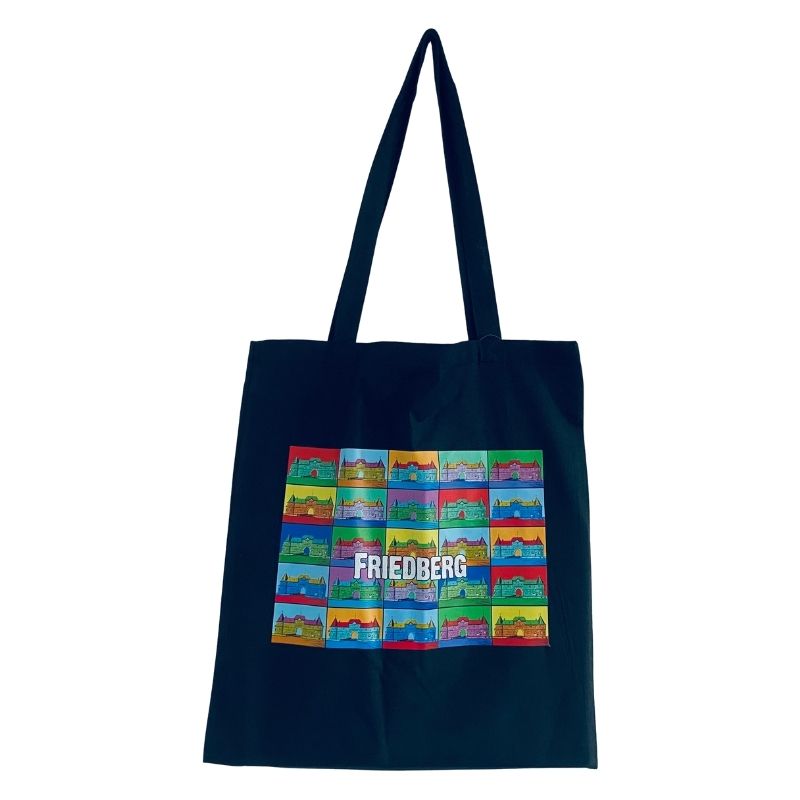 Friedberg Baumwollbeutel lang&schwarz mit Popart südl. Burgeingang 