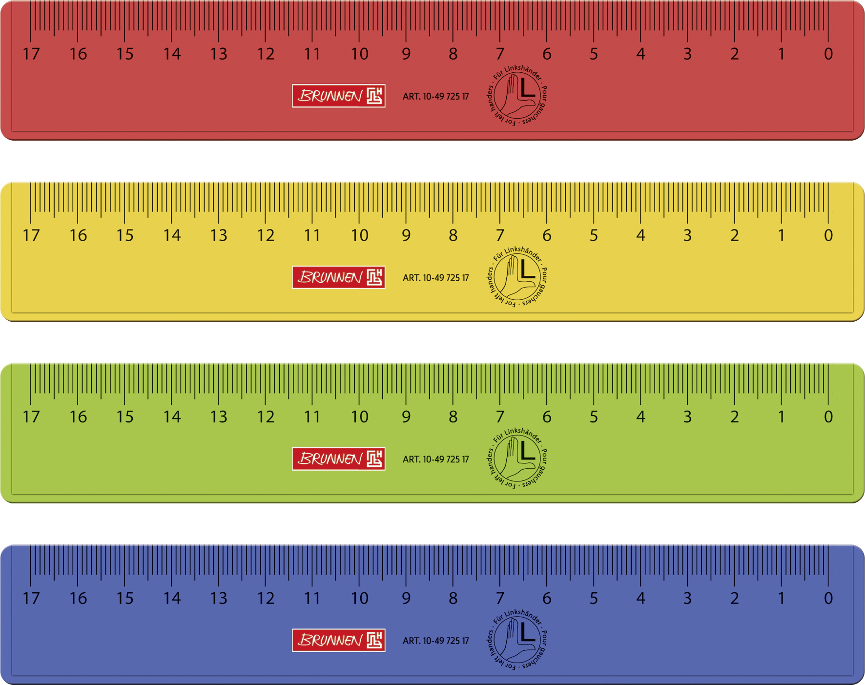 Brunnen Lineal 17cm Linkshänder